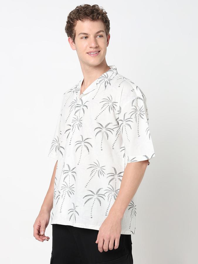 Men Cotton Relaxed Fit Camp Collar Printed Shirt