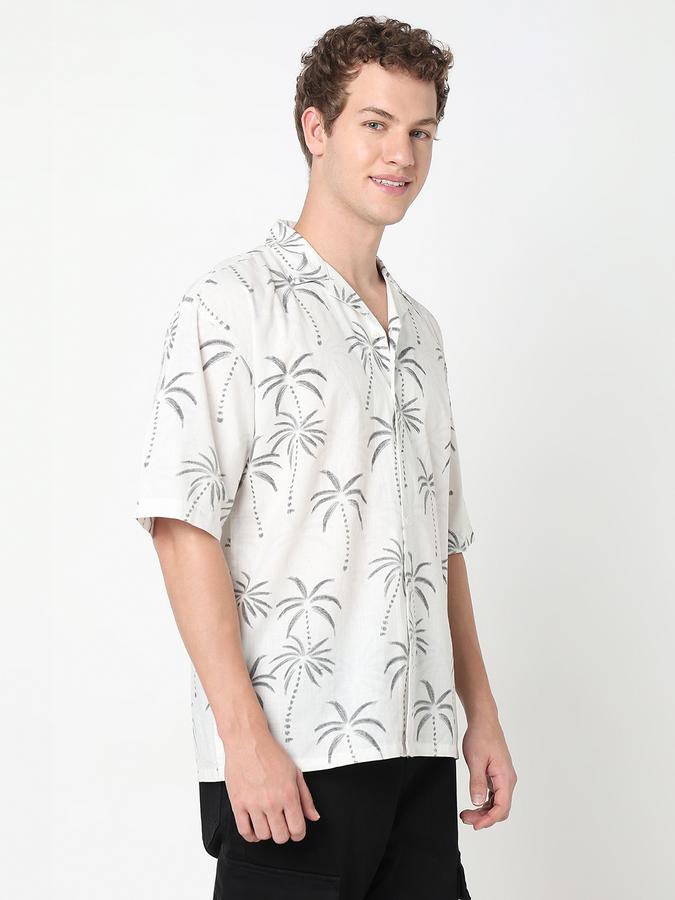 Men Cotton Relaxed Fit Camp Collar Printed Shirt