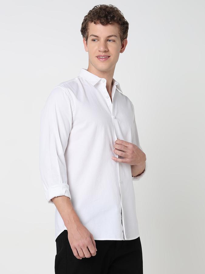 Men Cotton Regular Fit Spread Collar Solid Shirt