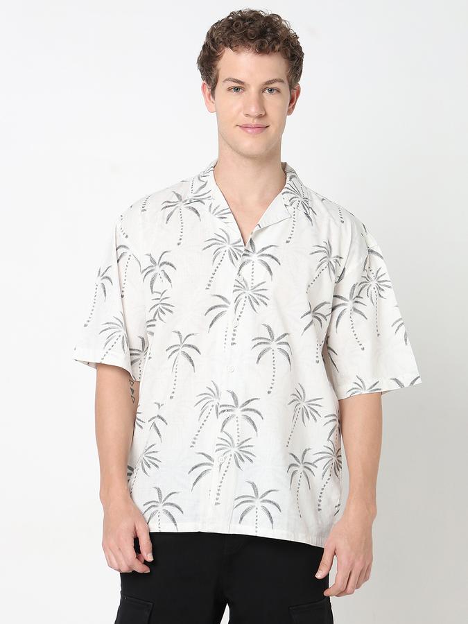Men Cotton Relaxed Fit Camp Collar Printed Shirt