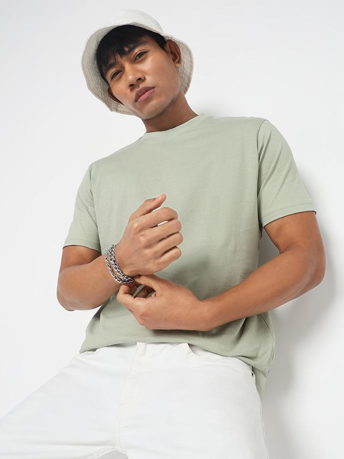 Men Cotton Regular Fit Crew Neck Solid T-shirt